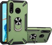 Voor Huawei P30 lite PC + TPU-beschermhoes met 360 graden draaibare ringhouder (donkergroen)