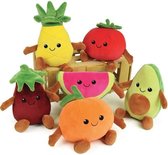 JEMINI Fruity 's doos met 6 zachte pluchen groenten en fruit +/- 17 cm