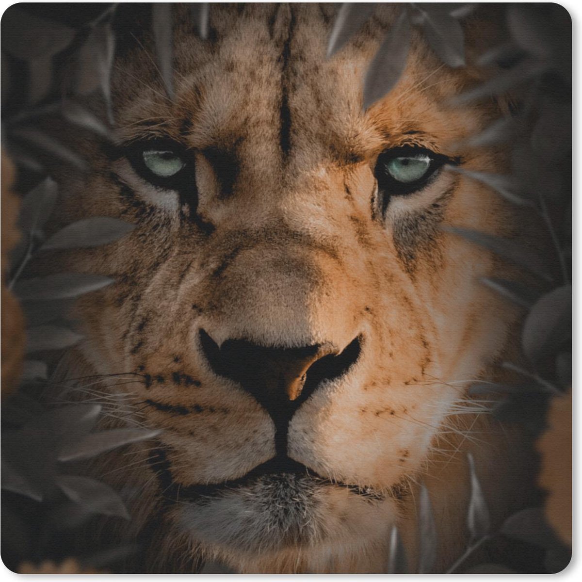 Muismat 20x20 cm - Mousepad Dieren - Leeuw - Natuur - Muismatten