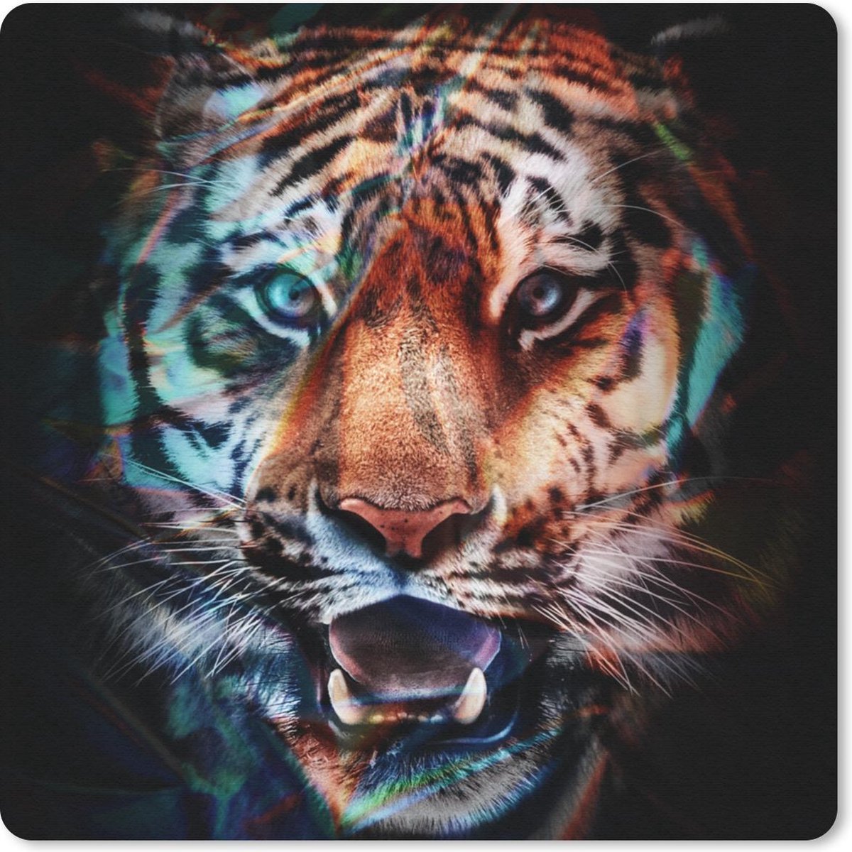 Muismat 30x30 cm - Mousepad Tijger - Kleuren - Dier - Muismatten