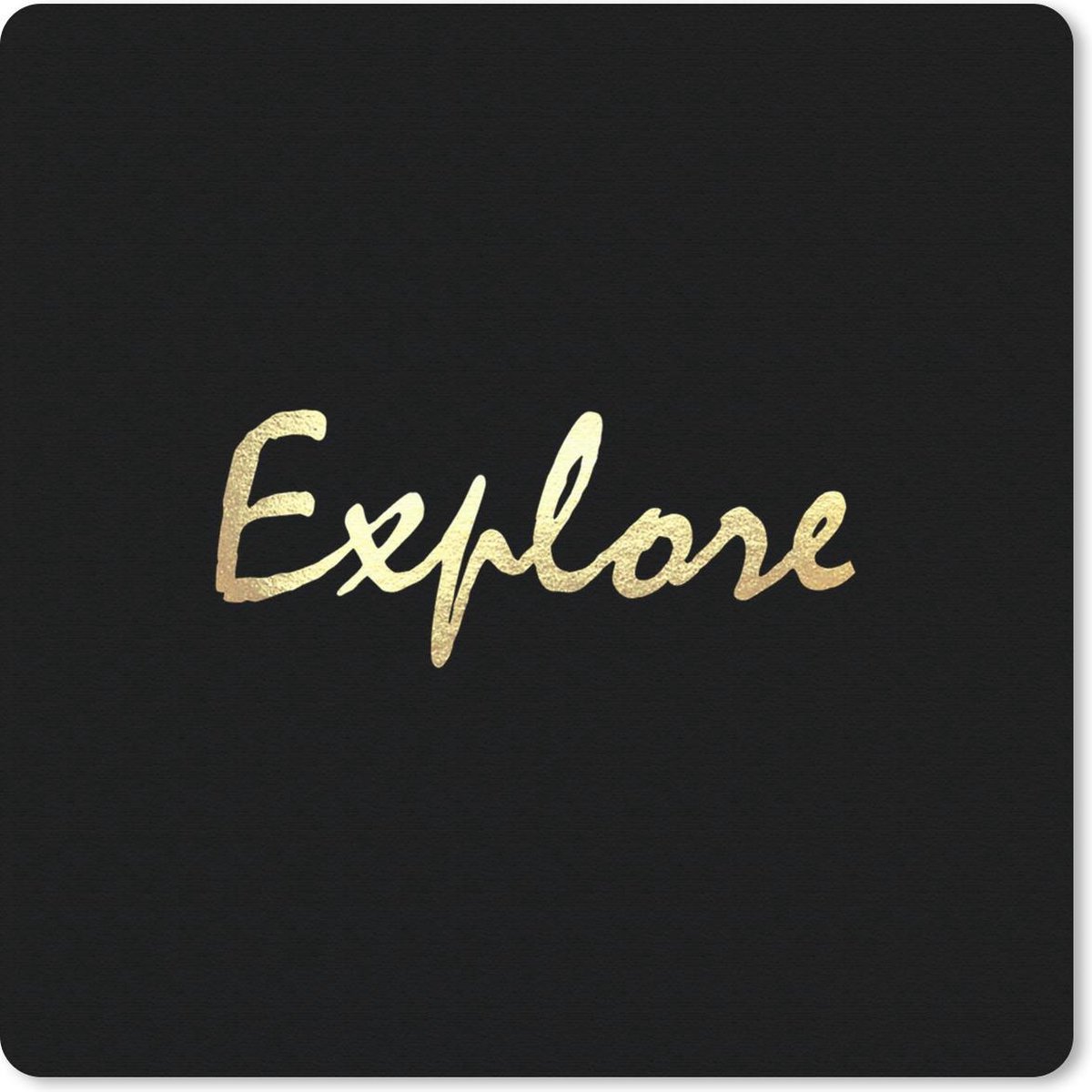 Muismat 20x20 cm - Mousepad Quote - Reizen - Goud - Zwart - Muismatten