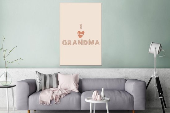 Décoration murale Métal - Peinture Aluminium Industriel - Grand-mère - Citations - Proverbes - J'aime grand-mère - 80x120 cm - Dibond - Photo sur aluminium - Décoration murale industrielle - Pour le salon/chambre