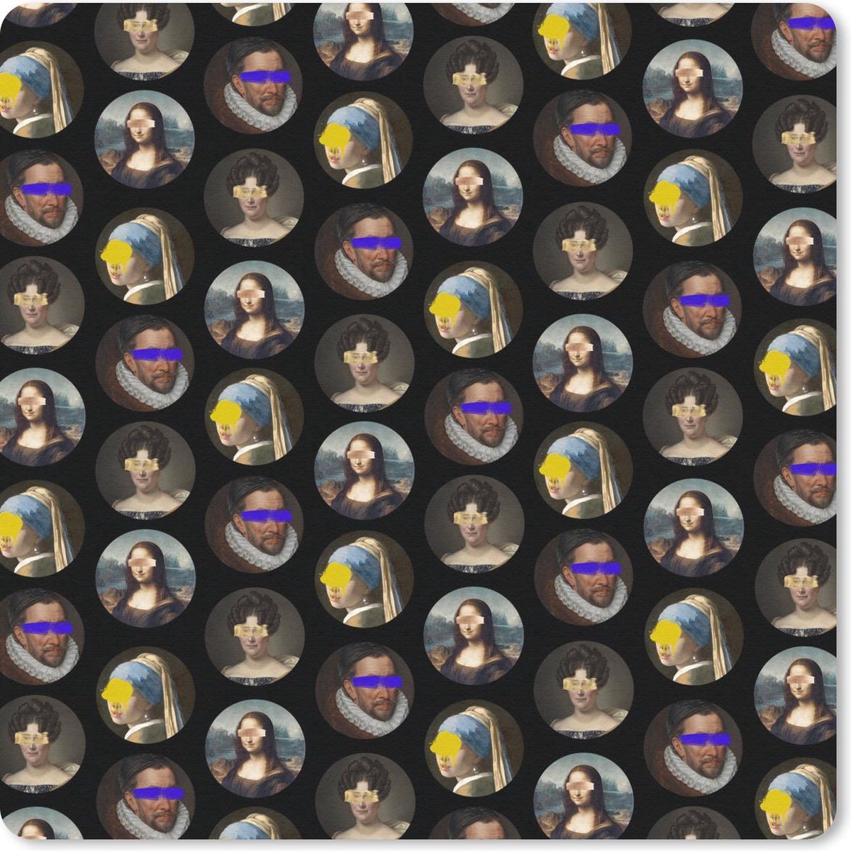 Muismat 20x20 cm - Mousepad Oude meesters - Patroon - Kleuren - Muismatten