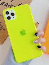 ShieldCase Fluoriserend hoesje geschikt voor Apple iPhone 12 / 12 Pro - 6.1 inch - geel/groen + glazen Screen Protector - Transparant hoesje - Transparante case - Beschermhoes - Be