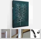 Minimalistic Watercolor Painting Artwork. Earth Tone Boho Foliage Line Art Drawing with Abstract Shape - Modern Art Canvas - Vertical - 1937931187 - 40-30 Vertical