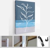 Minimalistic Watercolor Painting Artwork. Earth Tone Boho Foliage Line Art Drawing with Abstract Shape - Modern Art Canvas - Vertical - 1937931055 - 80*60 Vertical