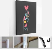 Modern abstract faces, hands, with abstract shapes. Minimalism concept. Line art drawing style - Modern Art Canvas - Vertical - 1771190867 - 80*60 Vertical