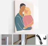 Set of abstract man and female shapes and silhouettes. Abstract couple portraits in pastel colors. Collection of contemporary art posters - Modern Art Canvas - Vertical - 182523739