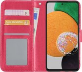 Hoes Geschikt voor Samsung A52s Hoesje Book Case Hoes Flip Cover Wallet Bookcase - Donkerroze.