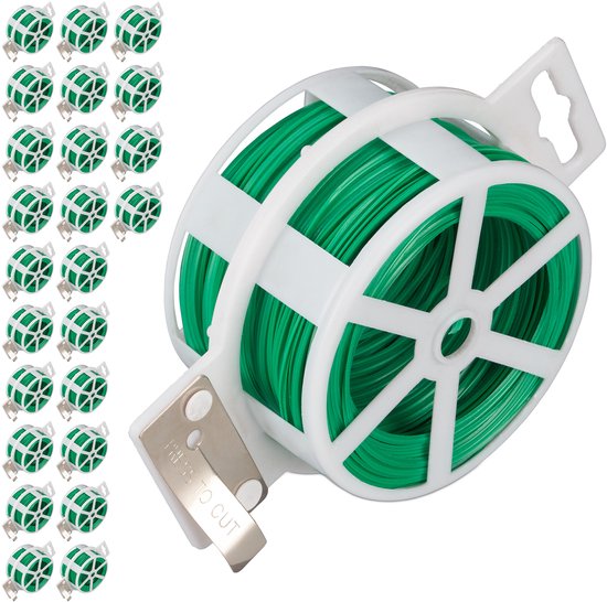 relaxdays 25 x fil de reliure chaque 50 mètres - jardin en fil d'acier - inox - fil de fer - vert