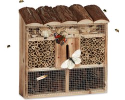 foto van Insectenhotel hangend vlinderhuis gevlamd hout tuin HBD 31x30x9.5cm natuur