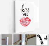 Itsallcanvas - Schilderij - Happy Valentines Day Cards. Handdrawn Romantic Lettering Art Vertical Vertical - Multicolor - 50 X 40 Cm