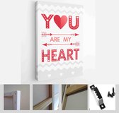 Set of creative Valentines Day cards with hearts,dots,hugs and kisses,gift box and arrows - Modern Art Canvas - Vertical - 1011681682 - 115*75 Vertical