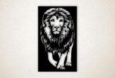 Wanddecoratie - Wandpaneel leeuw tijger - S - 60x35cm - Zwart - muurdecoratie - Line Art