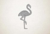 Line Art - Flamingo 2 - S - 60x33cm - EssenhoutWit - geometrische wanddecoratie