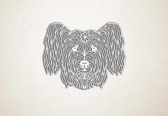Line Art - Hond - Skyeterrier - M - 60x76cm - Wit - geometrische wanddecoratie