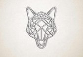 Line Art - Wolf 6 - XS - 30x23cm - EssenhoutWit - geometrische wanddecoratie