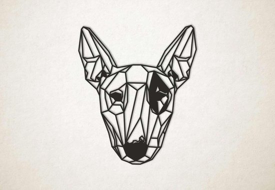 Line Art - Hond - Bull Terrier - L - 97x82cm - Zwart - geometrische wanddecoratie