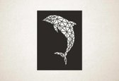 Line Art - Dolfijn vierkant - M - 81x60cm - Zwart - geometrische wanddecoratie