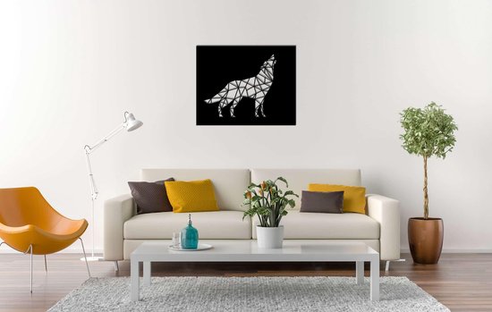 Line Art - Wolf square 4 - L - 82x103cm - décoration murale géométrique