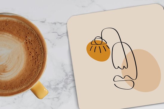 Sous-verres -verres - Minimalisme - Pastel - Visage - 10x10 cm - 6 pièces