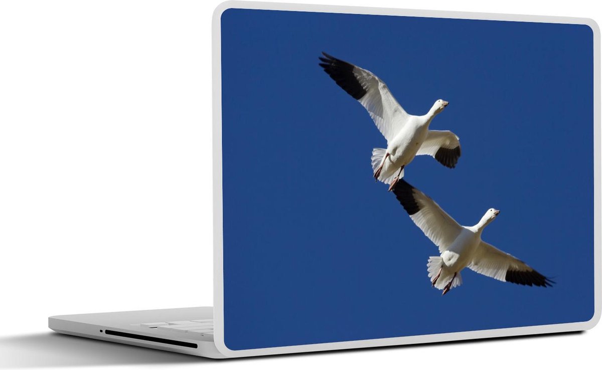 Afbeelding van product SleevesAndCases  Laptop sticker - 17.3 inch - Twee sneeuwganzen vliegen onder een knalblauwe lucht