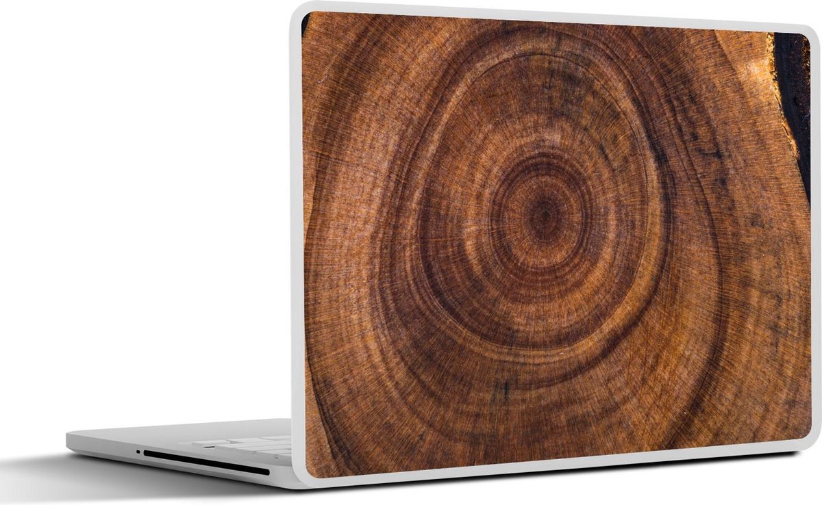 Laptop sticker - 15.6 inch - Cirkel - Hout - Ringen - 36x27,5cm - Laptopstickers - Laptop skin - Cover