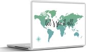 Laptop sticker - 10.1 inch - Wereldkaart - Groen - Quote - Kids - Jongetjes - Meiden - 25x18cm - Laptopstickers - Laptop skin - Cover