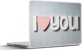 Laptop sticker - 13.3 inch - Ik hou van jou geschreven met blokletters - 31x22,5cm - Laptopstickers - Laptop skin - Cover