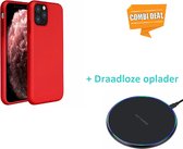 Silicone Case Geschikt Voor Apple Iphone 11 Pro - Rood Met Draadloze Oplader