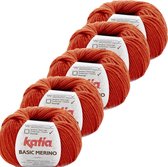 Basic Merino - kleur 20_Dieporanje - bundel 5 bollen 50 gr.  van 120 m.