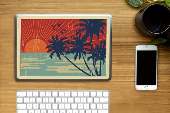 Sticker pour ordinateur portable - 10,1 pouces - Illustration d'une carte postale tropicale