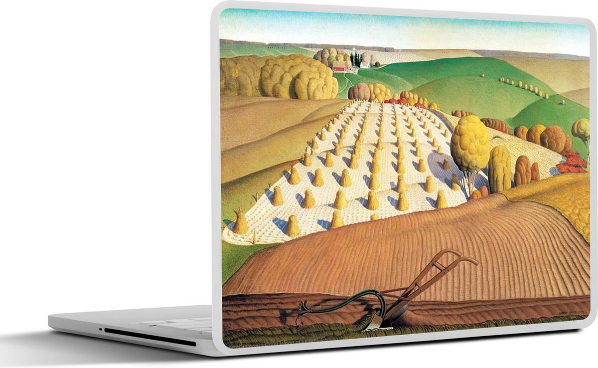 Afbeelding van product SleevesAndCases  Laptop sticker - 17.3 inch - Herfst ploegen - schilderij van Grant Wood