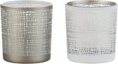 Dulaire Waxinelichthouder Glas Wit/Grijs 8 cm – set van 2