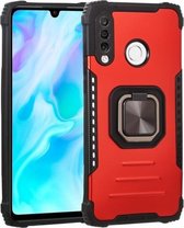 Voor Huawei P30 Lite Fierce Warrior-serie Armor All-inclusive schokbestendig aluminium + TPU-beschermhoes met ringhouder (rood)