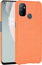 OnePlus Nord N100 Hoesje - Mobigear - Croco Serie - Hard Kunststof Backcover - Oranje - Hoesje Geschikt Voor OnePlus Nord N100