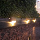 4 Stuks Tuinverlichting op zonne-energie - LED Buitenverlichting -IP65 waterdicht-nachtverlichting voor tuinhek en trap- zwart - warm licht (4 stuks in een doos)