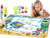 Buxibo Magische Kleuren Water Tekenmat - Inclusief 10 Accessoires – Aqua Magic Tekenen – Tekenbord Mat - 100x70 CM
