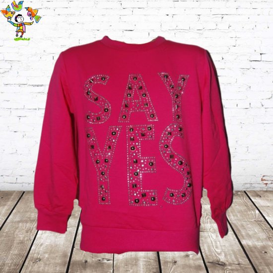 Sweater Say Yes roze -s&C-98/104-Trui meisjes