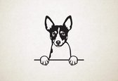 Rat Terrier - hond met pootjes - M - 61x60cm - Zwart - wanddecoratie