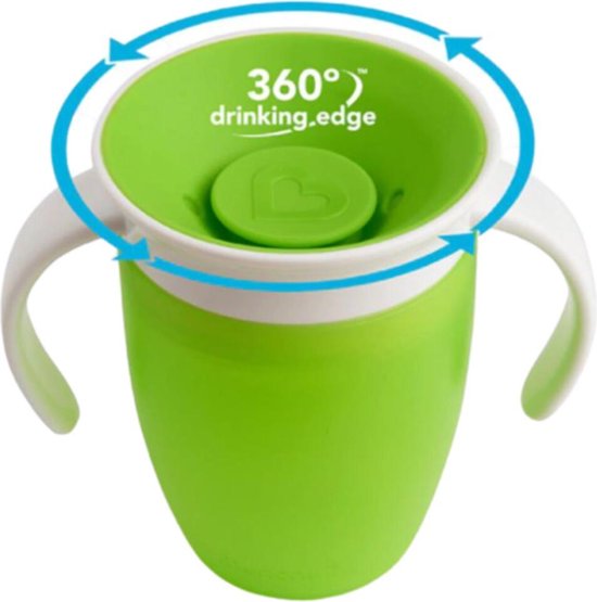 Munchkin Miracle® de originele drinkbeker 360 trainer cup groen, antilekbeker, 207 ml