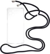 Shop4 - Oppo Find X3 Pro Hoesje - Zachte Back Case met Koord Zwart