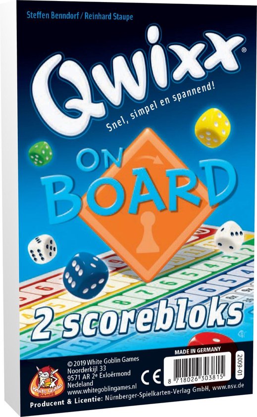 White Goblin Games - Qwixx On Board - Extra Scoreblokken - Dobbelspel cadeau geven