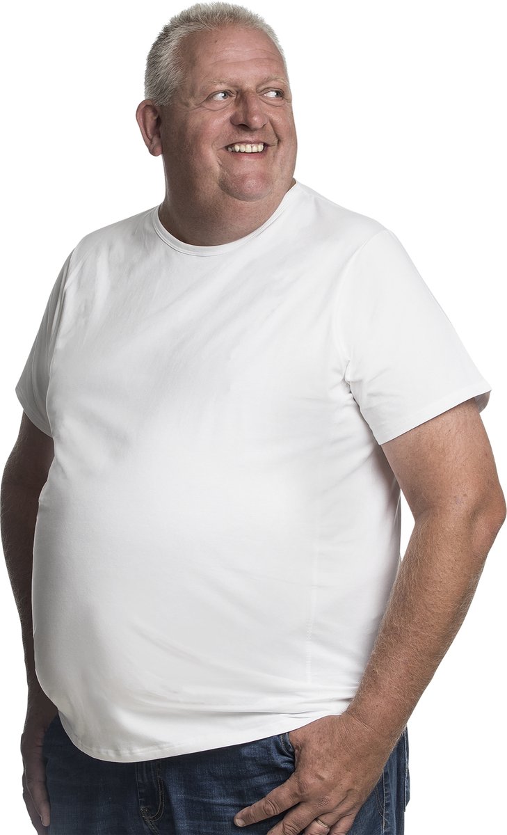4XL 2pack T-shirt heren ronde-hals wit | Grote maten ronde hals T-shirt | Buikmaat 138 -145 cm buikomvang | XXXXL