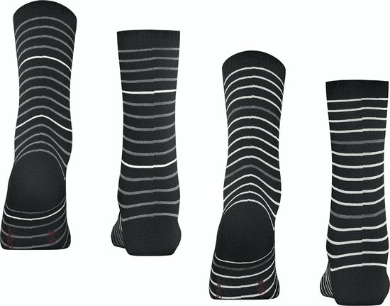 Lot De 2 Paires Chaussettes Femme ESPRIT Tennis Stripe - Coton Fantaisie Rayures, Confort Durable été Hiver