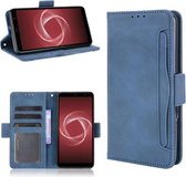 Voor Fujitsu Arrows Be4 Plus/F-41B Huid Voelen Kalf Patroon Horizontale Flip Lederen Case met Houder & Kaartsleuven & Fotolijst (Blauw)