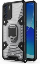 Voor OPPO Reno6 Space PC + TPU-ringhouder beschermhoes (wit)