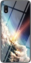 Voor Samsung Galaxy A10e Sterrenhemel Geschilderd Gehard Glas TPU Schokbestendig Beschermhoes (Heldere Sterren)