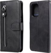 Voor Xiaomi Redmi K40 Pro Mode Kalf Textuur Rits Horizontale Flip Lederen Case met Houder & Kaartsleuven & Portemonnee (Zwart)