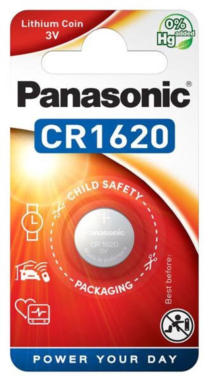 Batterij panasonic knoop cr1620 lithium 1 - ZILVER